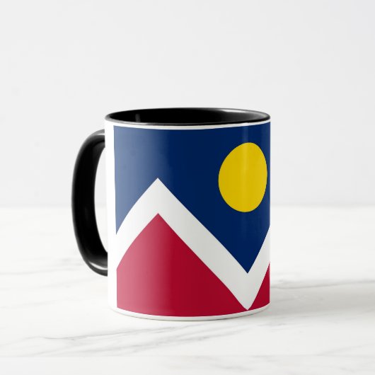 Mug noir Combo avec drapeau de Denver, USA (Devant gauche)