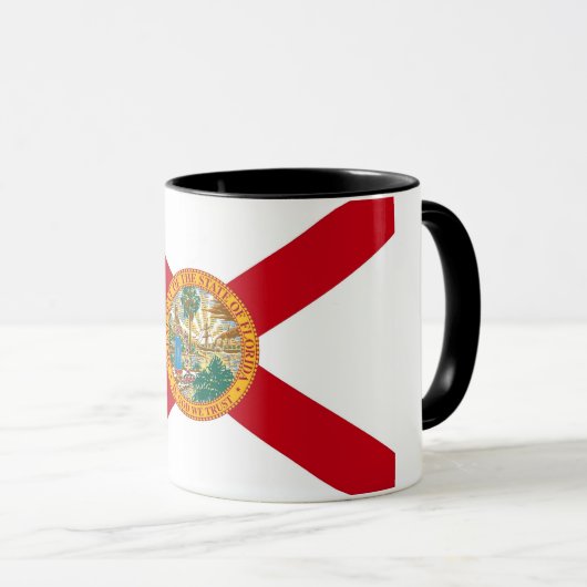 Mug noir Combo avec drapeau de Floride, USA (Devant droit)