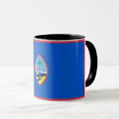 Mug noir Combo avec drapeau de Guam, USA (Devant droit)