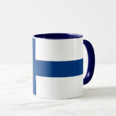 Mug noir Combo avec drapeau de la Finlande (Devant droit)