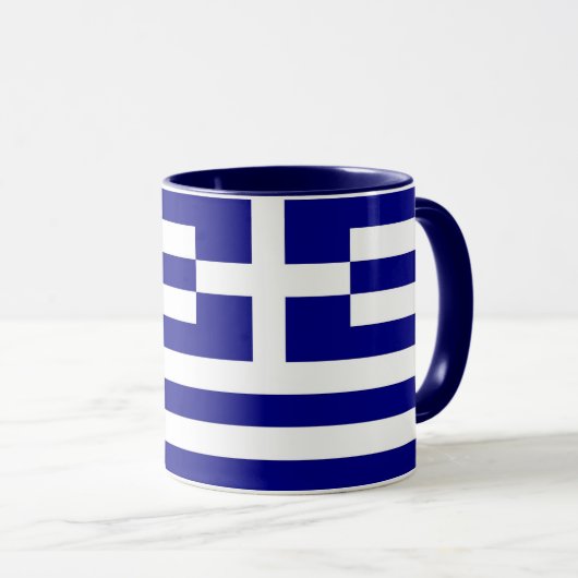 Mug noir Combo avec drapeau de la Grèce (Devant droit)