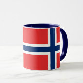 Mug noir Combo avec drapeau de la Norvège (Devant droit)