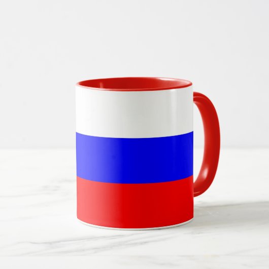 Mug noir Combo avec drapeau de la Russie (Devant droit)