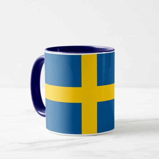 Mug noir Combo avec drapeau de la Suède (Devant gauche)
