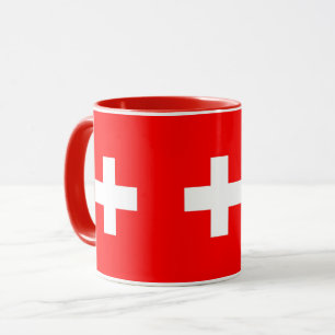 Mug noir Combo avec drapeau de la Suisse