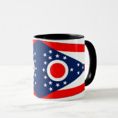Mug noir Combo avec drapeau de l'Etat de l'Ohio, U (Devant droit)
