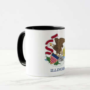 Mug noir Combo avec drapeau de l'Illinois, États-U