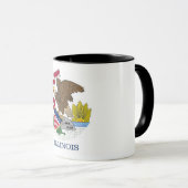 Mug noir Combo avec drapeau de l'Illinois, États-U (Devant droit)