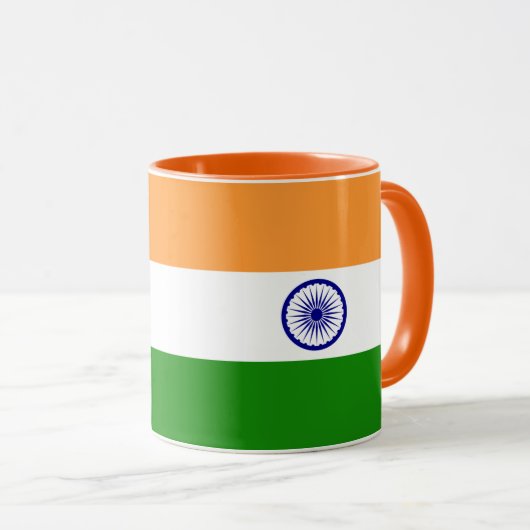 Mug noir Combo avec drapeau de l'Inde (Devant droit)