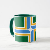 Mug noir Combo avec drapeau de Portland, USA (Devant gauche)