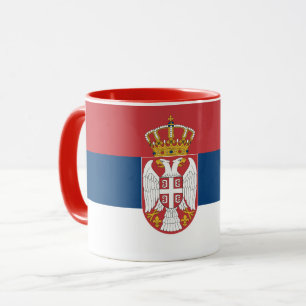 Mug noir Combo avec drapeau de Serbie