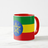 Mug noir Combo avec drapeau d'Ethiopie (Devant droit)