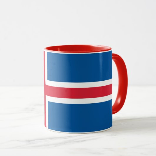 Mug noir Combo avec drapeau d'Islande (Devant droit)