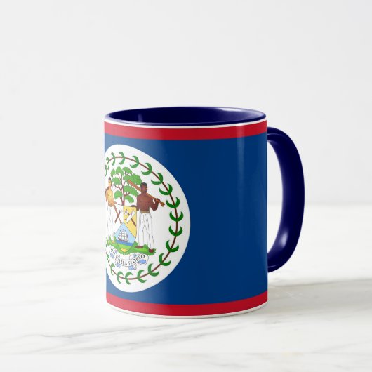Mug noir Combo avec drapeau du Belize (Devant droit)