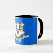 Mug noir Combo avec drapeau du Connecticut, USA (Devant droit)