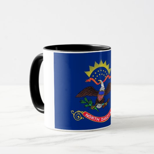 Mug noir Combo avec drapeau du Dakota du Nord, Éta (Devant gauche)