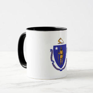 Mug noir Combo avec drapeau du Massachusetts, USA
