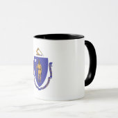 Mug noir Combo avec drapeau du Massachusetts, USA (Devant droit)