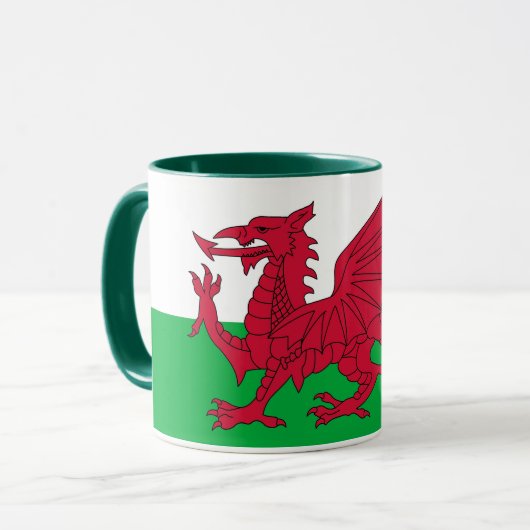 Mug noir Combo avec drapeau du Pays de Galles, Roy (Devant gauche)