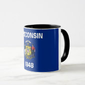 Mug noir Combo avec drapeau du Wisconsin, USA (Devant droit)