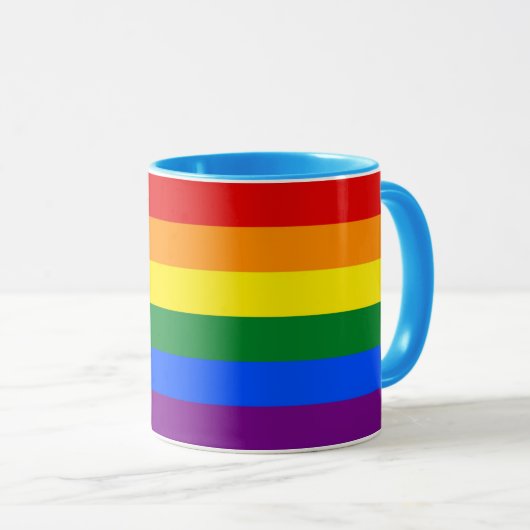 Mug noir Combo avec drapeau Rainbow Pride LGBT (Devant droit)