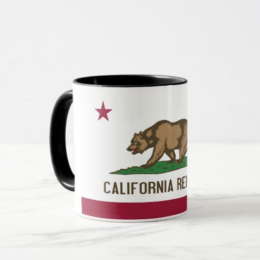 Mug noir Combo avec le drapeau de la Californie, U (Devant gauche)