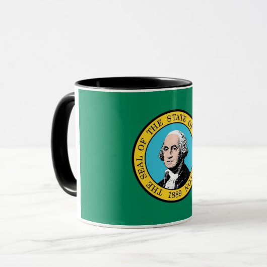 Mug noir Combo avec le drapeau de l'État de Washin (Devant gauche)