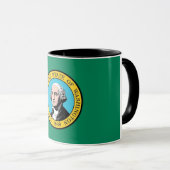Mug noir Combo avec le drapeau de l'État de Washin (Devant droit)