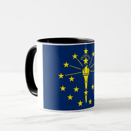 Mug noir Combo avec le drapeau de l'Indiana, USA (Devant gauche)