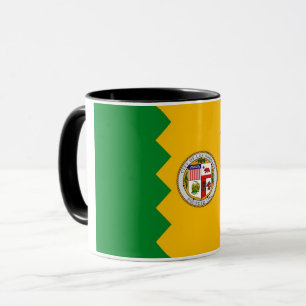 Mug noir Combo avec le drapeau de Los Angeles, USA