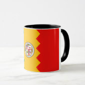 Mug noir Combo avec le drapeau de Los Angeles, USA (Devant droit)