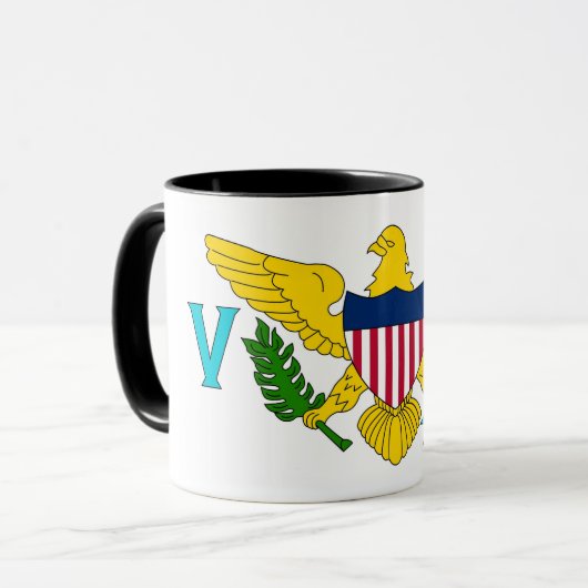 Mug noir Combo avec le drapeau des Îles Vierges, U (Devant gauche)