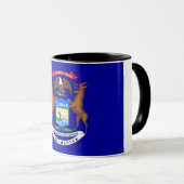 Mug noir Combo avec le drapeau du Michigan, USA (Devant droit)