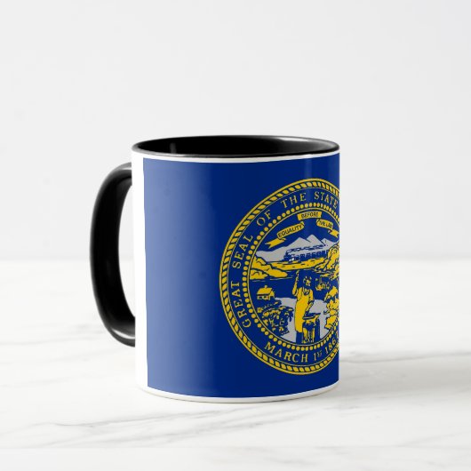 Mug noir Combo avec le drapeau du Nebraska, USA (Devant gauche)