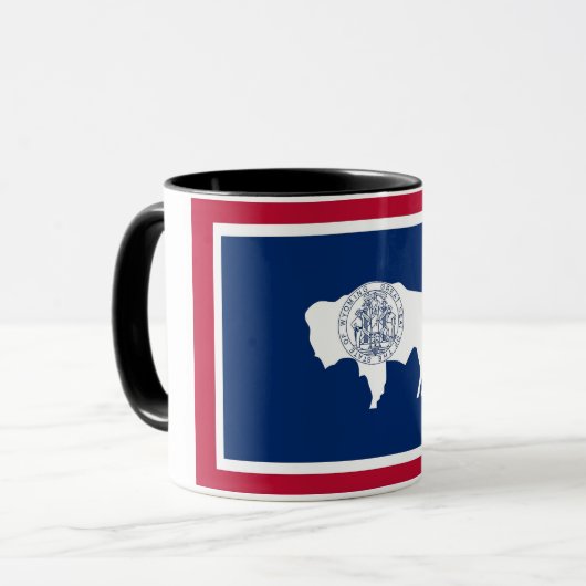 Mug noir Combo avec le drapeau du Wyoming, USA (Devant gauche)