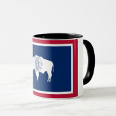 Mug noir Combo avec le drapeau du Wyoming, USA (Devant droit)