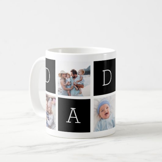Mug Noir | Custom Daddy 5 Photo Collage (Devant gauche)