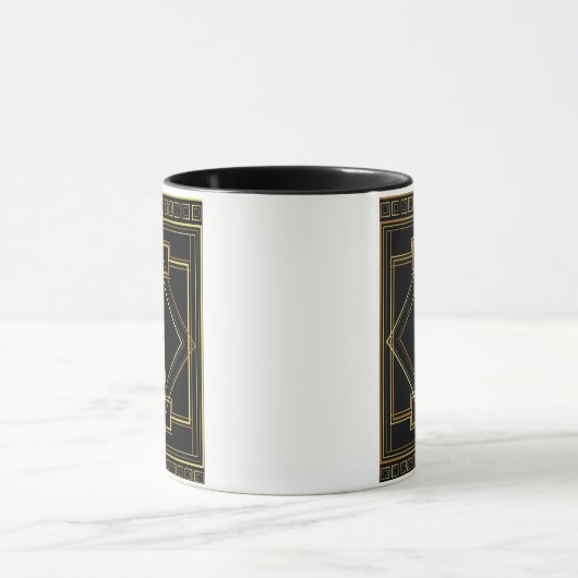 Mug Noir d'art déco et aileron d'hurlement d'années (Centre)