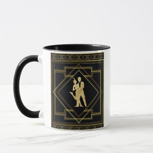 Mug Noir d'art déco et aileron d'hurlement d'années (Gauche)