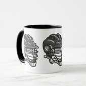 Mug Noir de casque de lacrosse (Devant gauche)