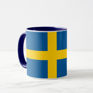 Mug noir de combo avec drapeau de la Suède