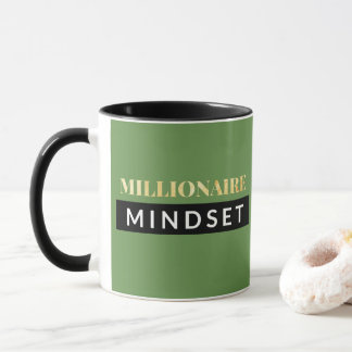Mug Noir de mentalité de millionnaire et lettrage