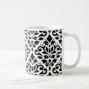 Mug Noir de motif de damassé de rouleau sur le blanc