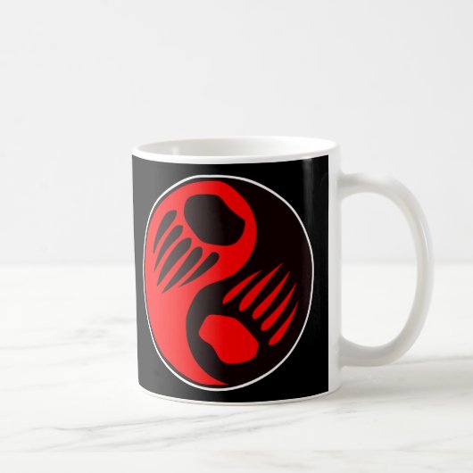 Mug Noir de Yin Yang de griffe d'ours (Droite)