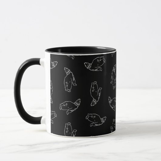 Mug Noir d'ours blancs de motif d'impression d'art (Gauche)