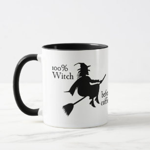 Mug noir drôle café sorcière vintage