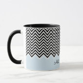 Mug Noir et bébé bleu moderne Chevron personnalisé TEX (Gauche)
