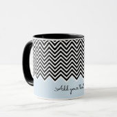 Mug Noir et bébé bleu moderne Chevron personnalisé TEX (Devant gauche)