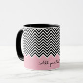 Mug Noir et bébé rose moderne Chevron Custom TEXT (Devant gauche)