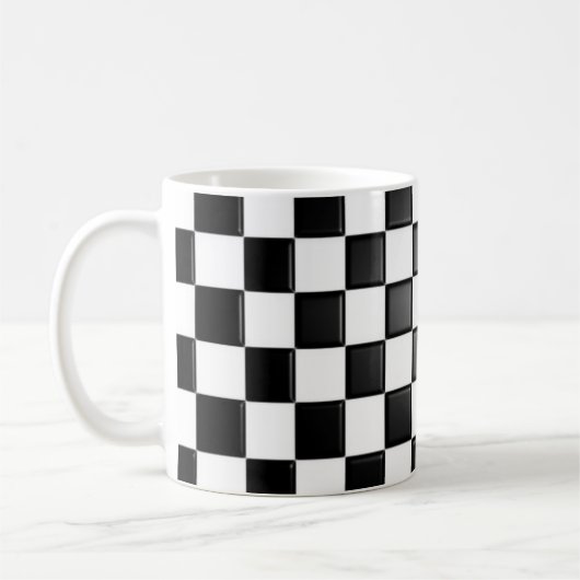 Mug Noir et blanc à damiers (Gauche)